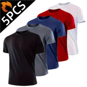 5 Men's Quick Dry Lightweight Basic Short Sleeve