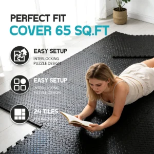 Exercise Mat 0.4in, Interlocking Foam Floor Tiles