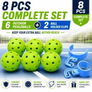 6 Pack Outdoor Pickleball Balls And 2 Holder Clips